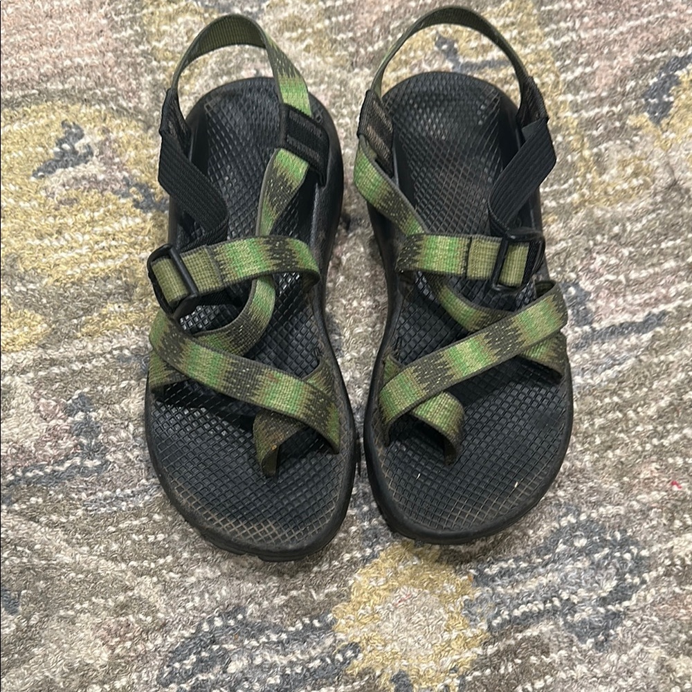 Chaco Green and Black Outdoor Sandals with Adjustable Straps